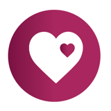 A heart shape within a circle 