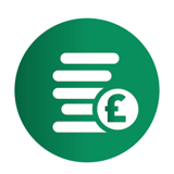 An icon showing a stack of coins and a pound symbol